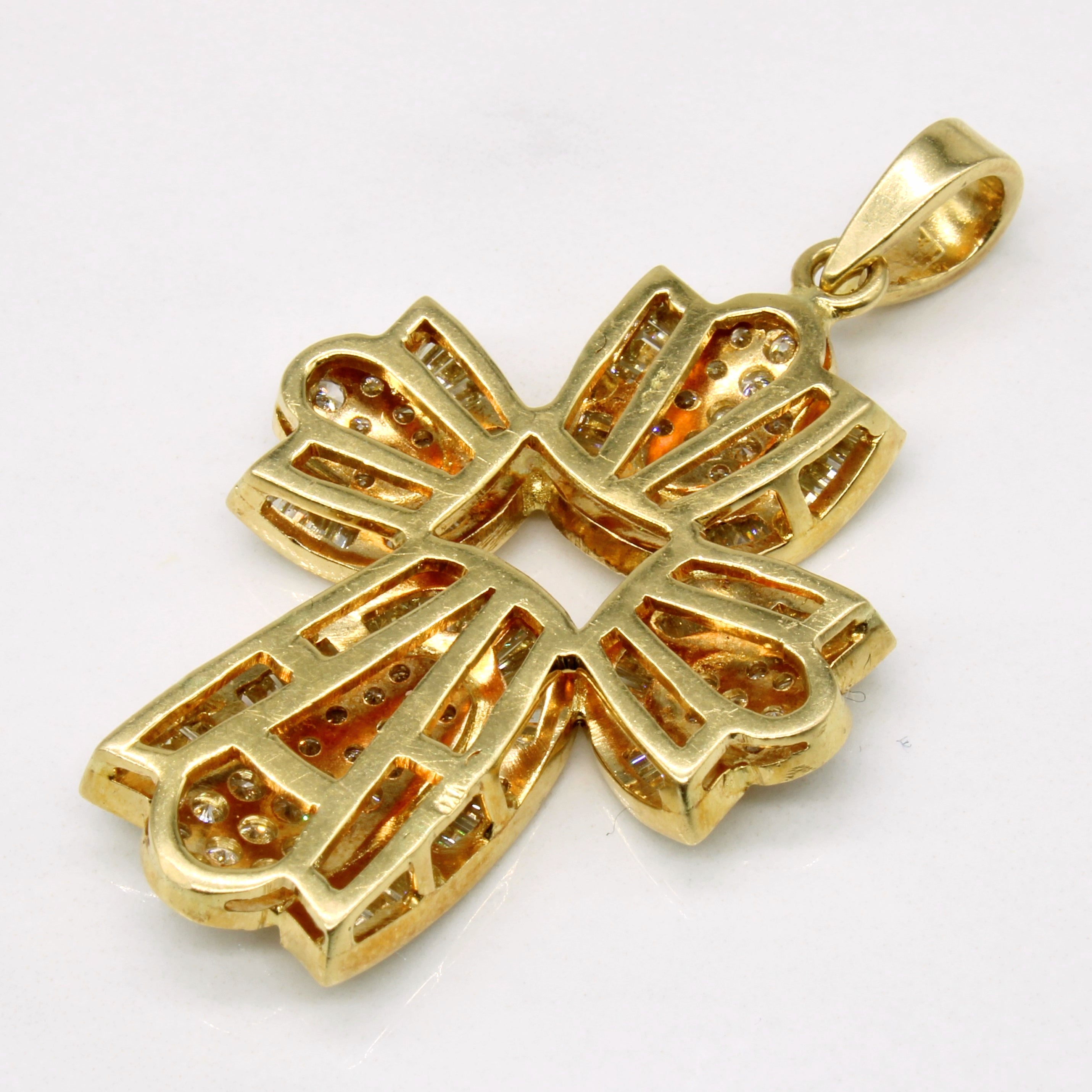 6.00ctw Channel Set Diamond Cross Pendant Necklace - Elegant 14K Gold Religious Jewelry for Women - Perfect for Baptism, Confirmation & Everyday Wear