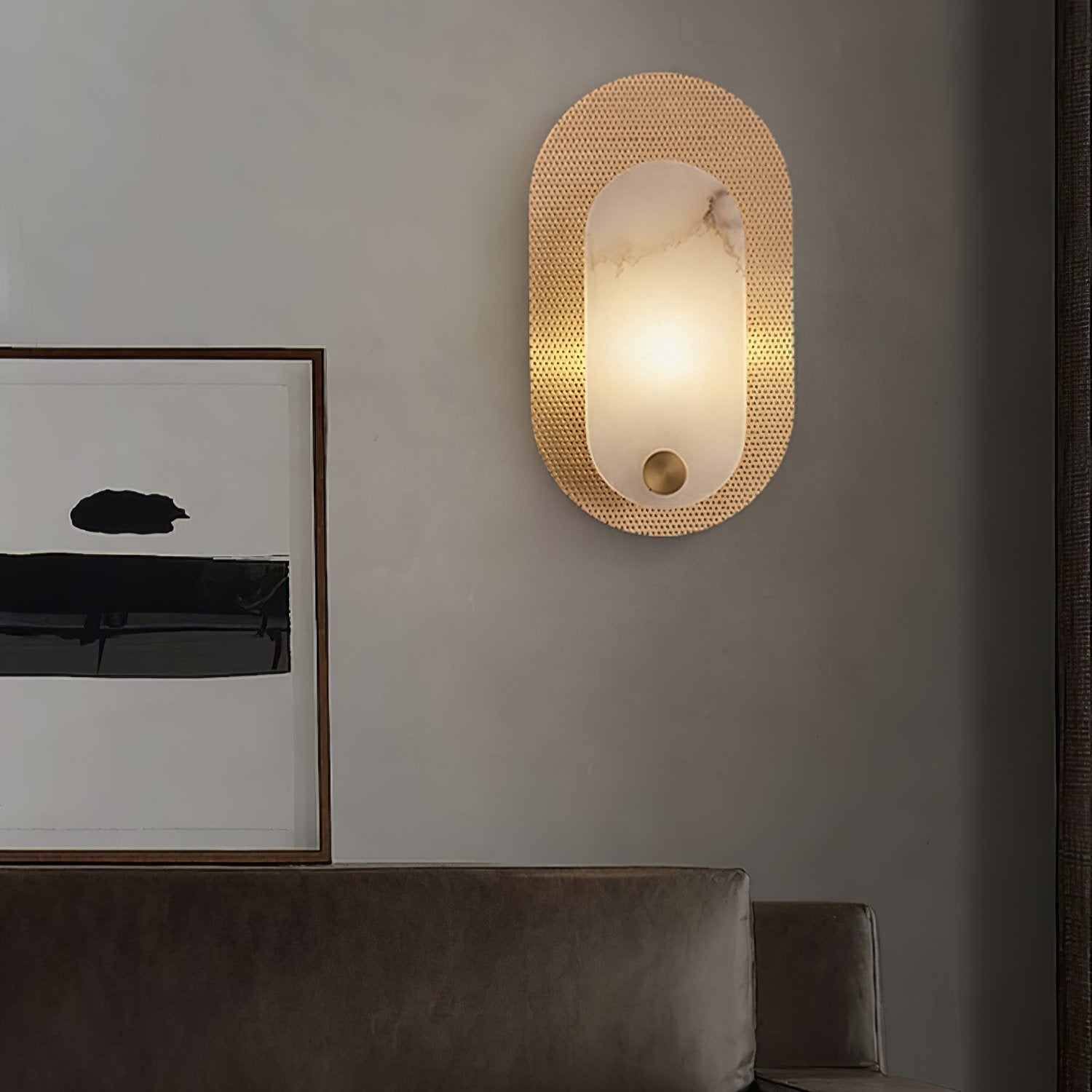 Harlan Alabaster Wall Light - Modern Sconce for Bedroom, Living Room & Hallway - Elegant Indoor Lighting Fixture with Soft Glow - Perfect for Home Decor & Ambient Lighting