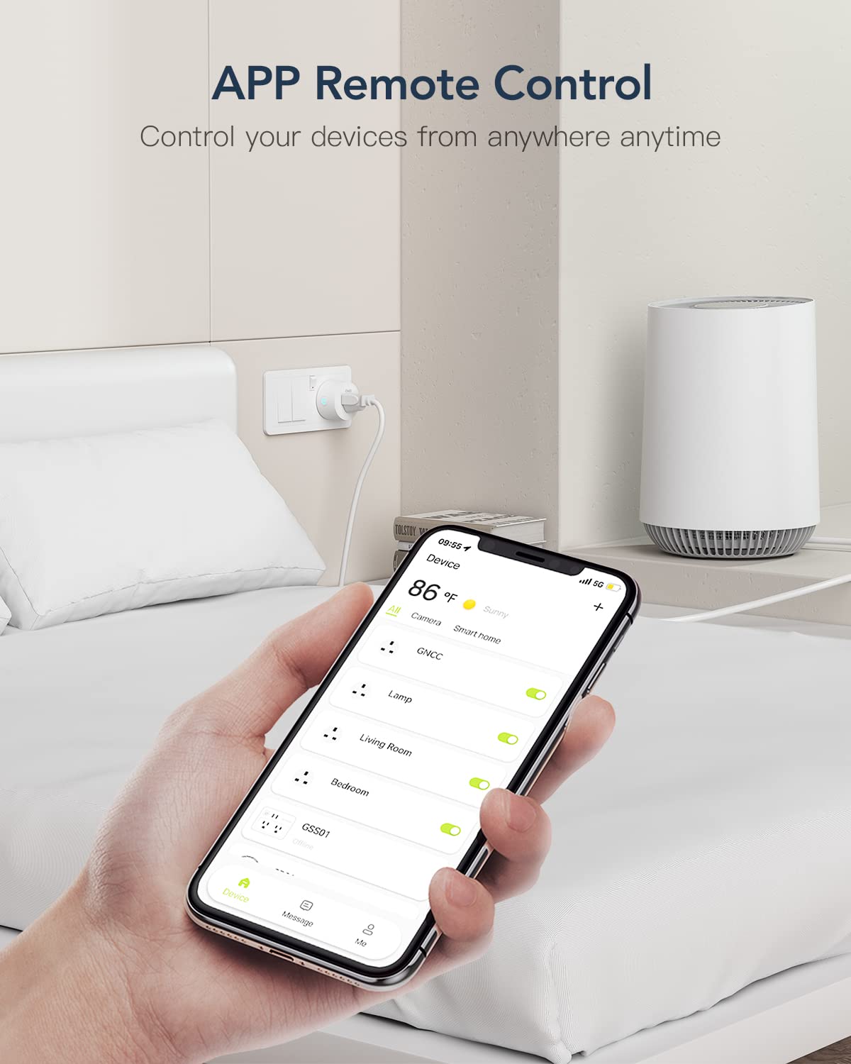 GNCC Smart Plug 2-Pack - Wi-Fi Outlet Works with Alexa & Google Home, Remote Control & Timer, No Hub Required, 2.4GHz WiFi (White) - Perfect for Home Automation & Energy Saving
