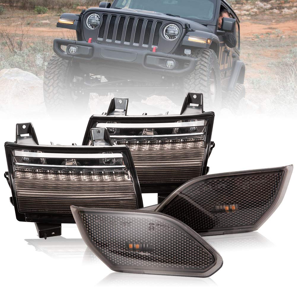 FIERYRED JL LED Fender Light Kit for 2018-2020 Jeep Wrangler JL - DOT Approved Sequential Turn Signal & Side Marker Lights | Off-Road Adventure & Night Driving Safety