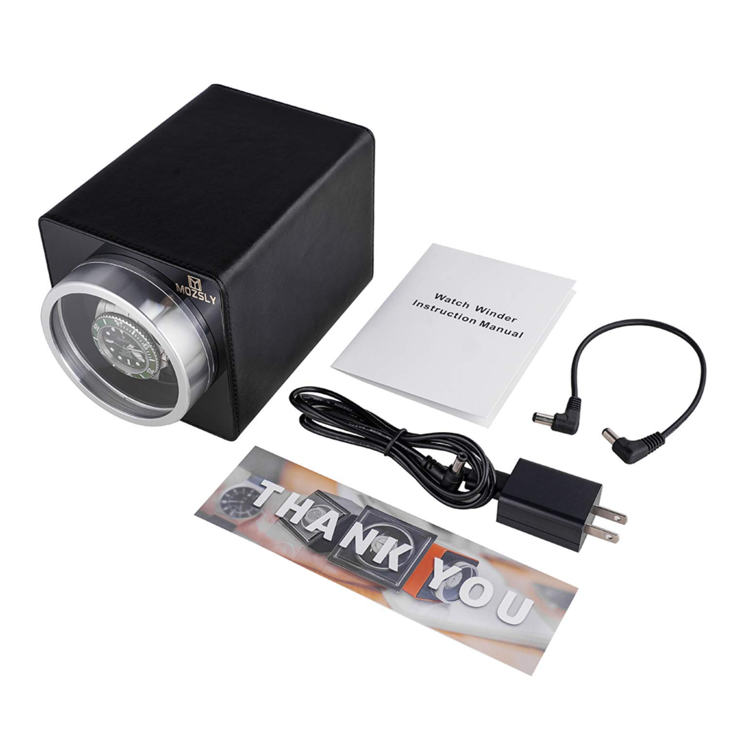 MOZSLY Single Automatic Watch Winder - Quiet Motor, 12 Rotation Modes, Premium Leather Case - Perfect for Watch Collectors & Automatic Watch Storage at Home/Office