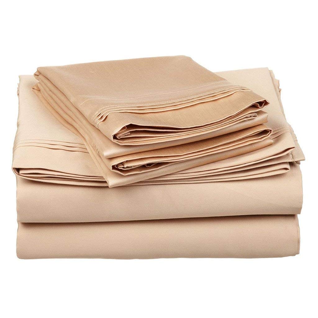 Luxury 1500-TC Egyptian Cotton Queen Sheets - Hotel Quality Bedding for Deep Pocket Mattresses (Beige)