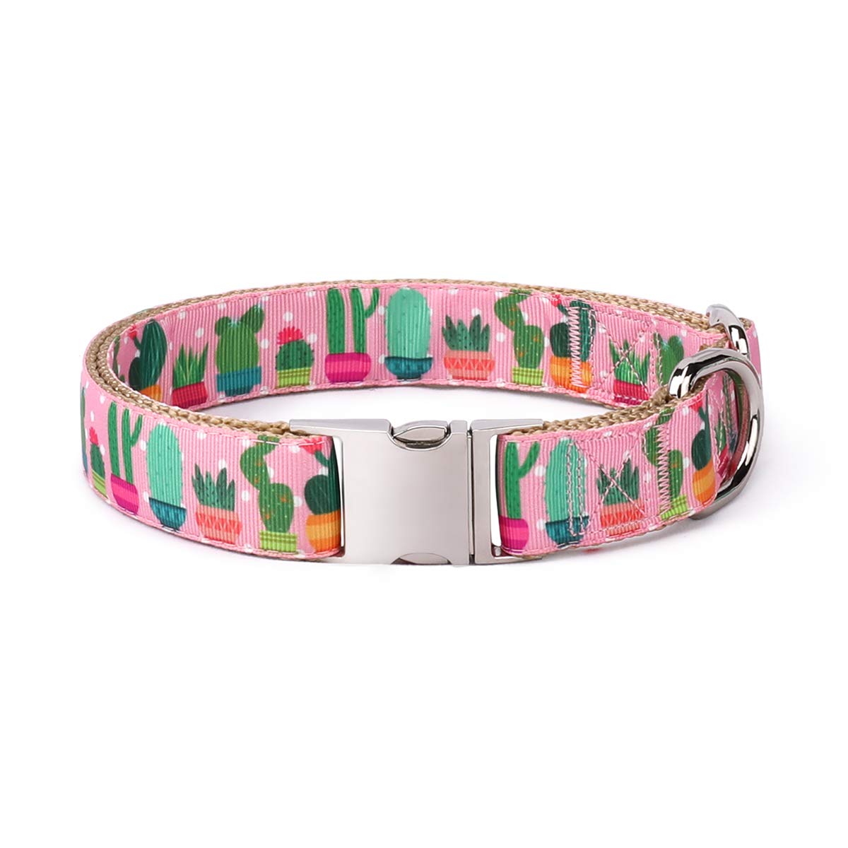 Waaag Cactus & Succulent Pet Collar for Cats & Dogs - Adjustable Small, Medium & Large Sizes - Pink Cactus Design Collar for Small Pets | Perfect for Daily Walks, Outdoor Adventures & Pet Fashion Accessories