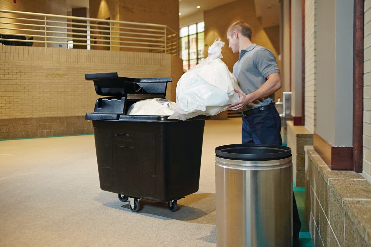 Rubbermaid Commercial Heavy-Duty Cube Basket Truck with Wheels - 500 lbs Capacity, Rectangular Black Utility Cart for Laundry, Waste, Trash & Heavy Materials - Ideal for Warehouses, Restaurants & Industrial Use