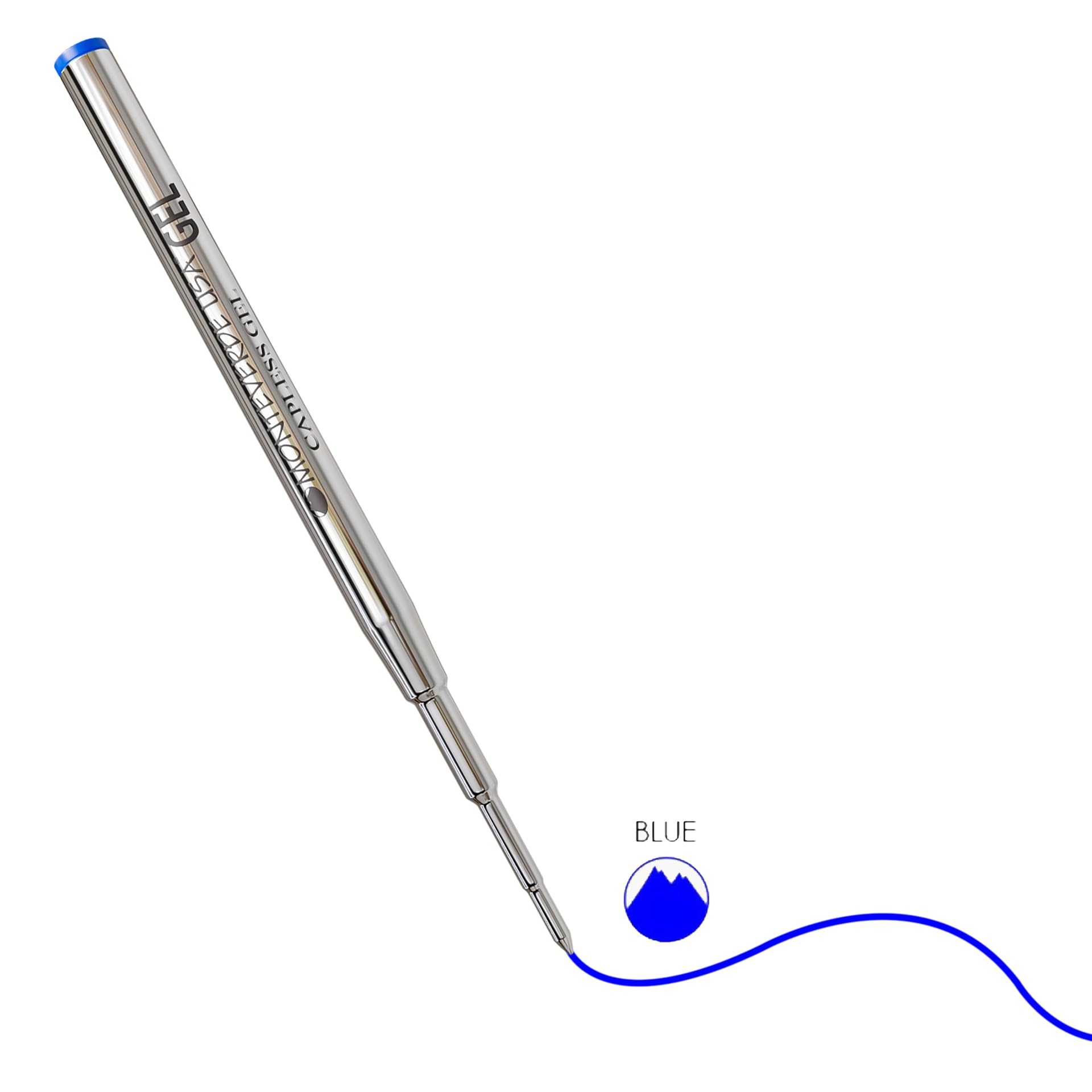 Monteverde Medium Gel Ballpoint Refill for Montblanc Pens - 6 Pack Blue Ink (M433BU) - Smooth Writing for Office, School & Everyday Use