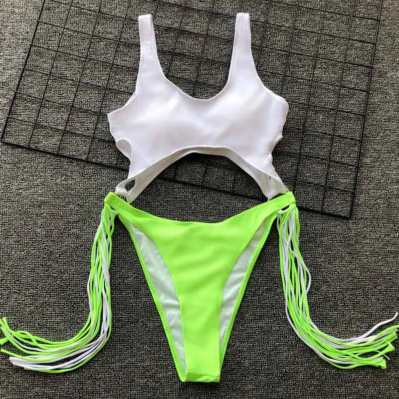 2023 New Sexy Leopard Print One Piece Swimsuit for Women - Tummy Cut Out Design with Tassel Details, Hollow Out Bathing Suit for Beach, Pool Party & Summer Vacation