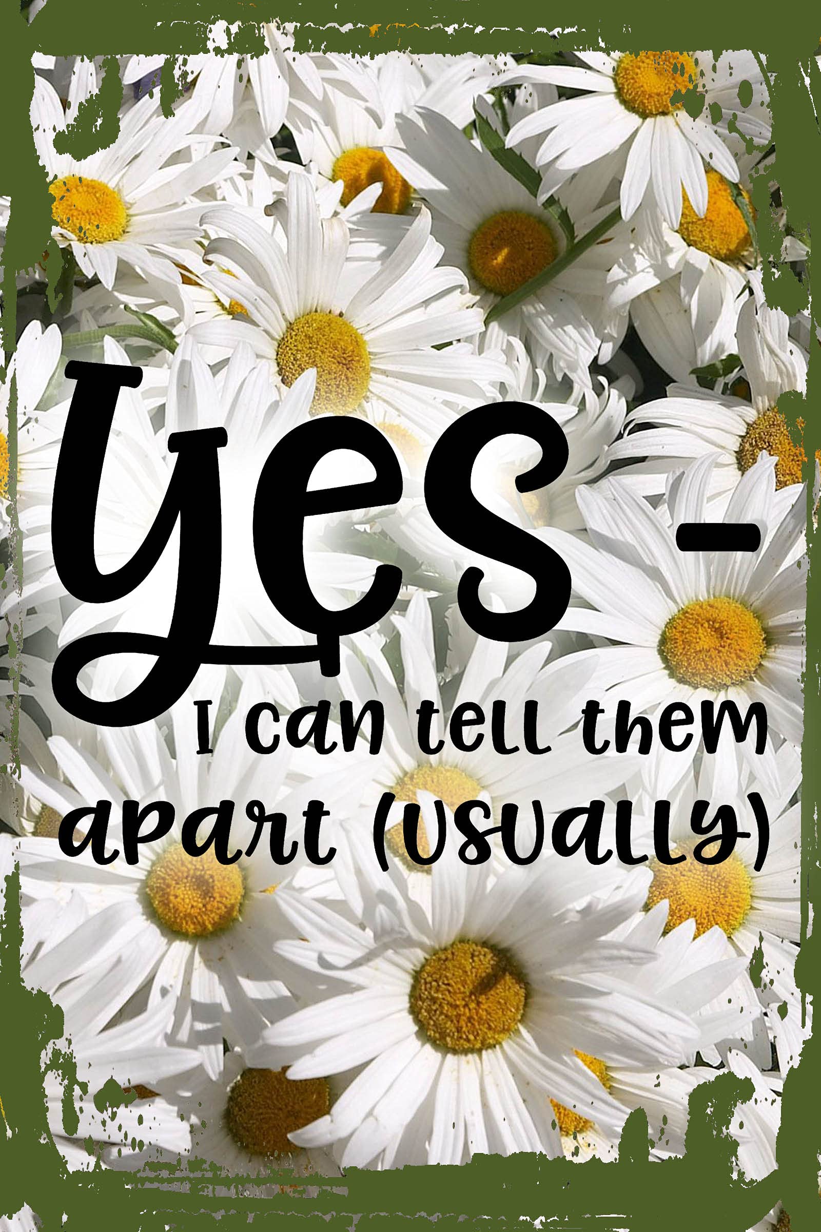 Funny Twins Parent Wall Art - 'Yes I Can Tell Them Apart (Usually)' 8x12 Inch Daisy Flower Hanging Sign - Perfect for Nursery Decor, Baby Shower Gift & Sibling Room Decoration