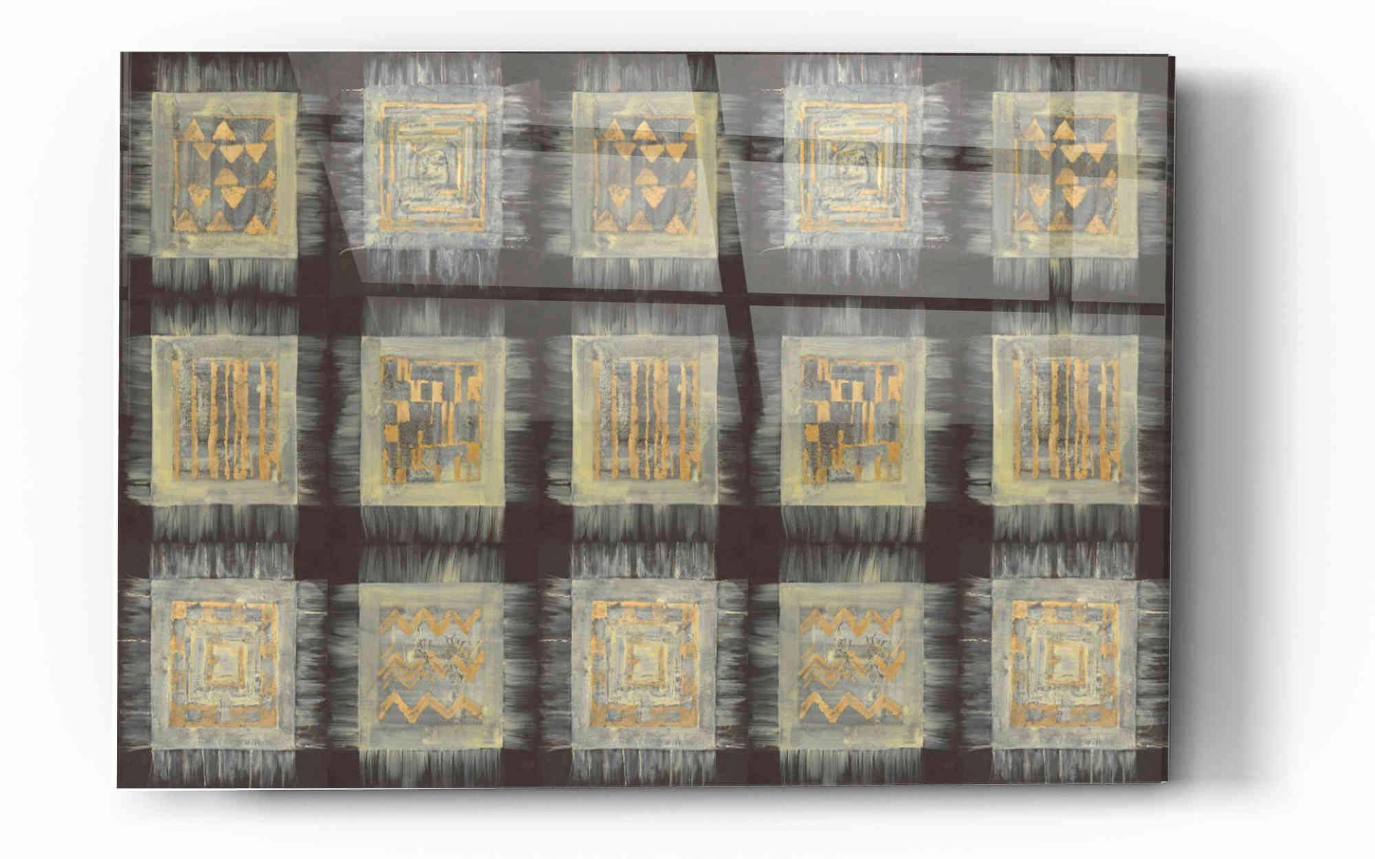 Albena Hristova Gold Tapestry VIII Rug Acrylic Glass Wall Art - 12x16 Inches Modern Home Decor for Living Room, Bedroom & Office
