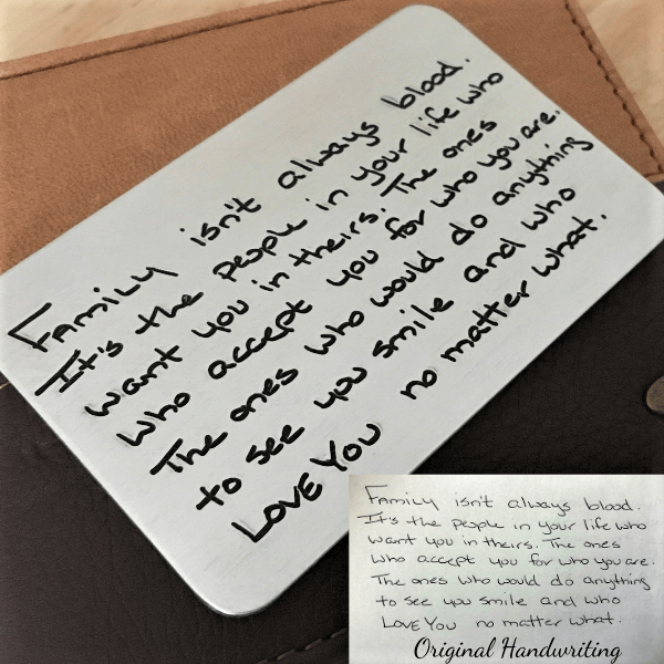 Personalized Custom Engraved Wallet Card Insert with Handwriting Option - Perfect for ID, Emergency Contact & Gift Giving