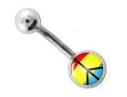 Body Accentz™ 14G Belly Button Ring - Peace Sign Navel Piercing Jewelry for Women | Perfect for Parties, Beach Wear & Everyday Fashion