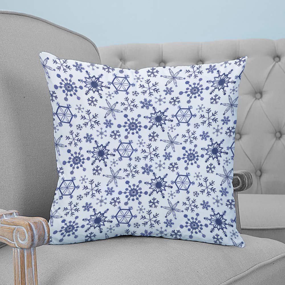 ARTSHOWING Christmas Throw Pillow Covers 20x20 Inch - Snowflake Watercolor Design Decorative Cushion Cases for Sofa, Bed, Couch - Canvas Home Decor for Living Room & Bedroom (Perfect for Holiday Decorations & Winter Home Styling)