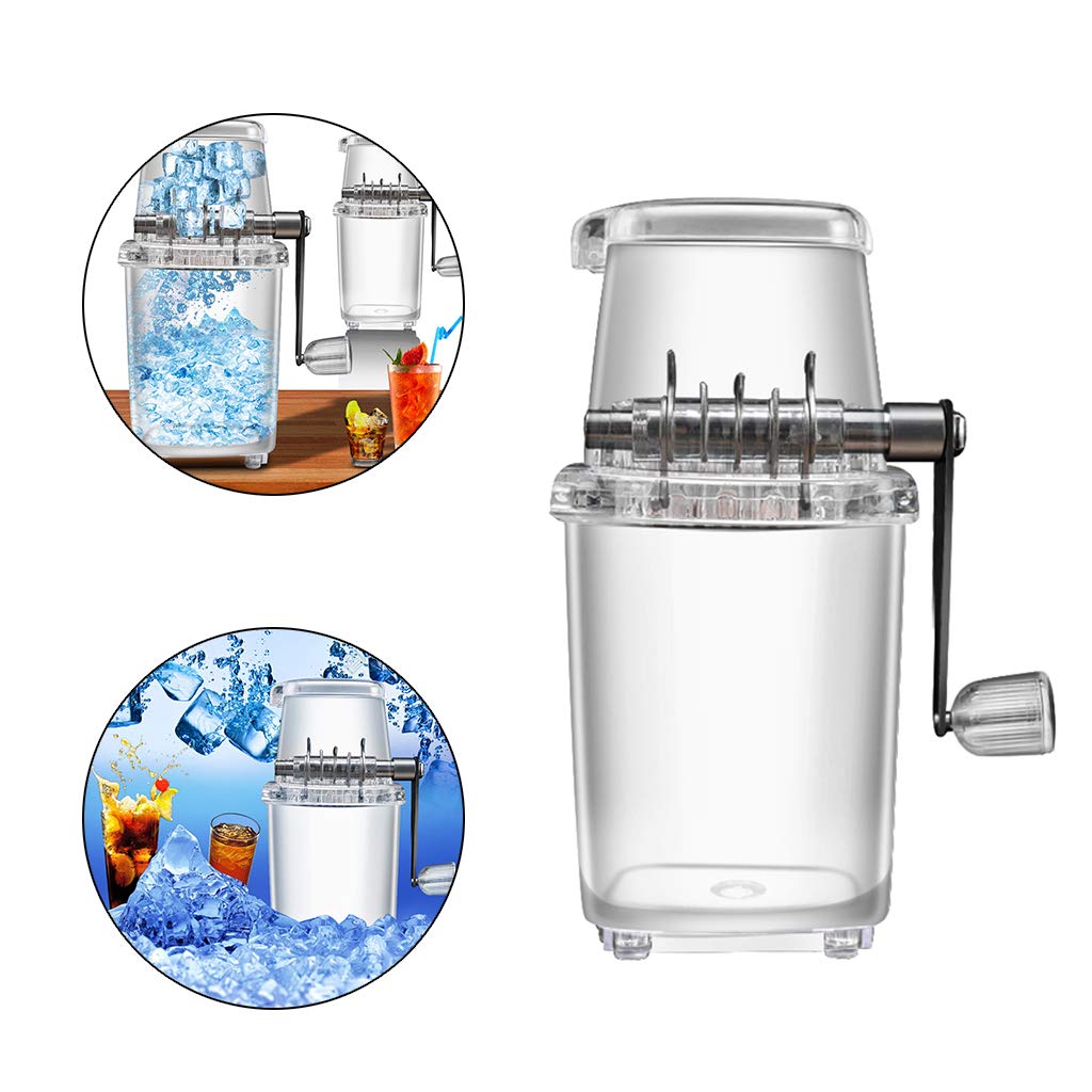 Fenteer Manual Ice Crusher - Stainless Steel Hand Crank Ice Grinder for Cocktails, Smoothies & Shaved Ice - Perfect for Home Bars, Parties & Outdoor Use