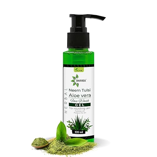Swarveda Neem Tulsi Aloe Vera Face Wash Gel - 120ml | Nourishing & Hydrating Skin Care | Protects & Cleanses | Perfect for Daily Use & Acne-Prone Skin