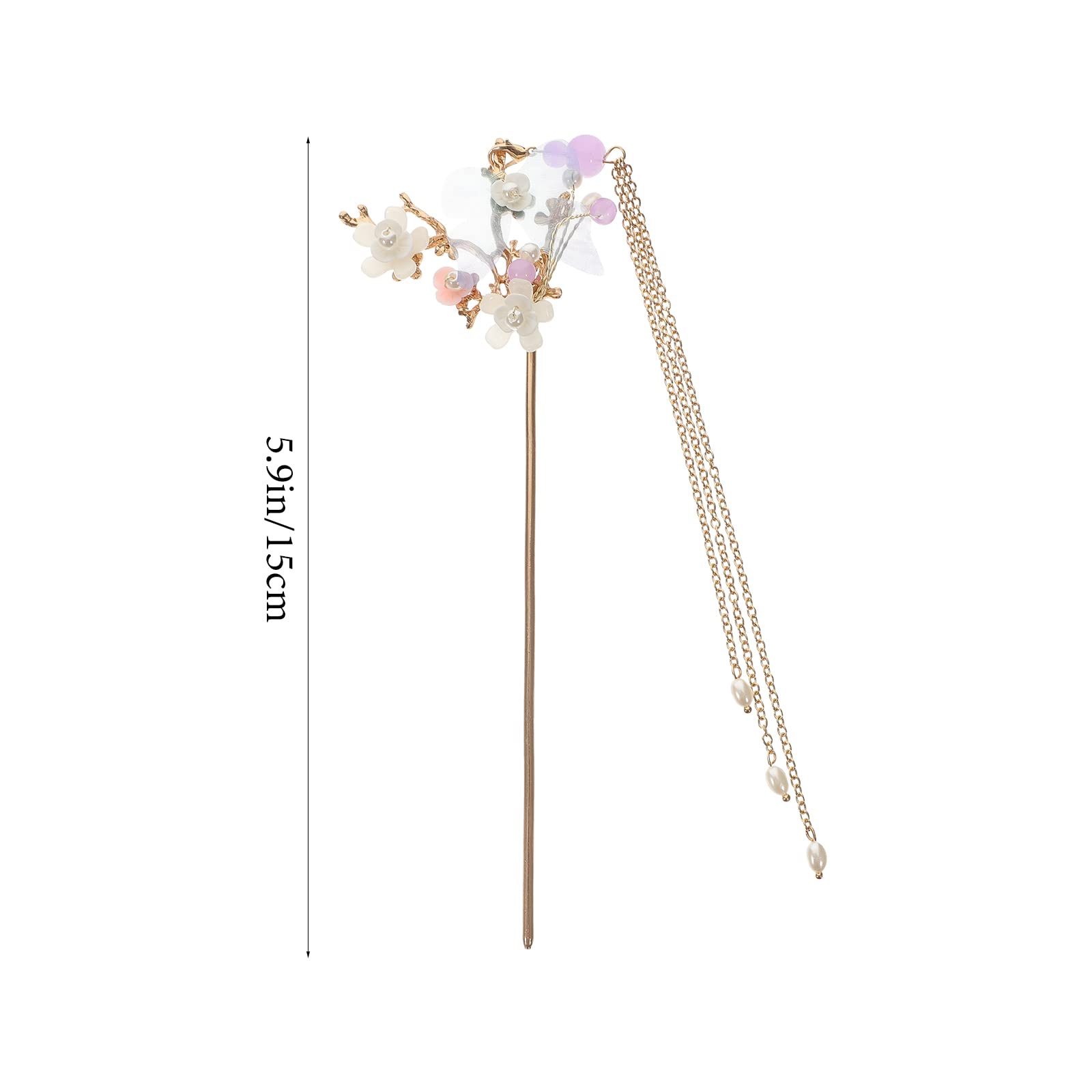 Vintage Rhinestone Pearl Flower Hair Stick - Elegant Chinese Hair Chopsticks with Tassel, Hair Comb & Chignon Pin for Women | Wedding, Party & Special Occasion Hairstyling Accessories