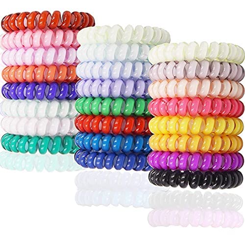 10 Pcs Spiral Hair Ties No Crease Coil Hair Bands - Soft Phone Cord Hair Ties for Women & Girls (Assorted Colors) - Perfect for School, Workout, Yoga & Daily Styling