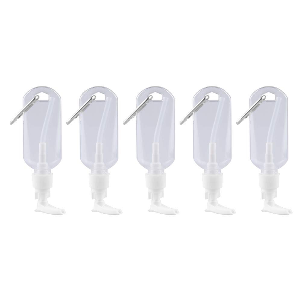 DOITOOL 5-Pack 50ml Empty Refillable Cleansing Oil Bottles with Hook Press Pump - Perfect for Travel, DIY Skincare & Salon Use