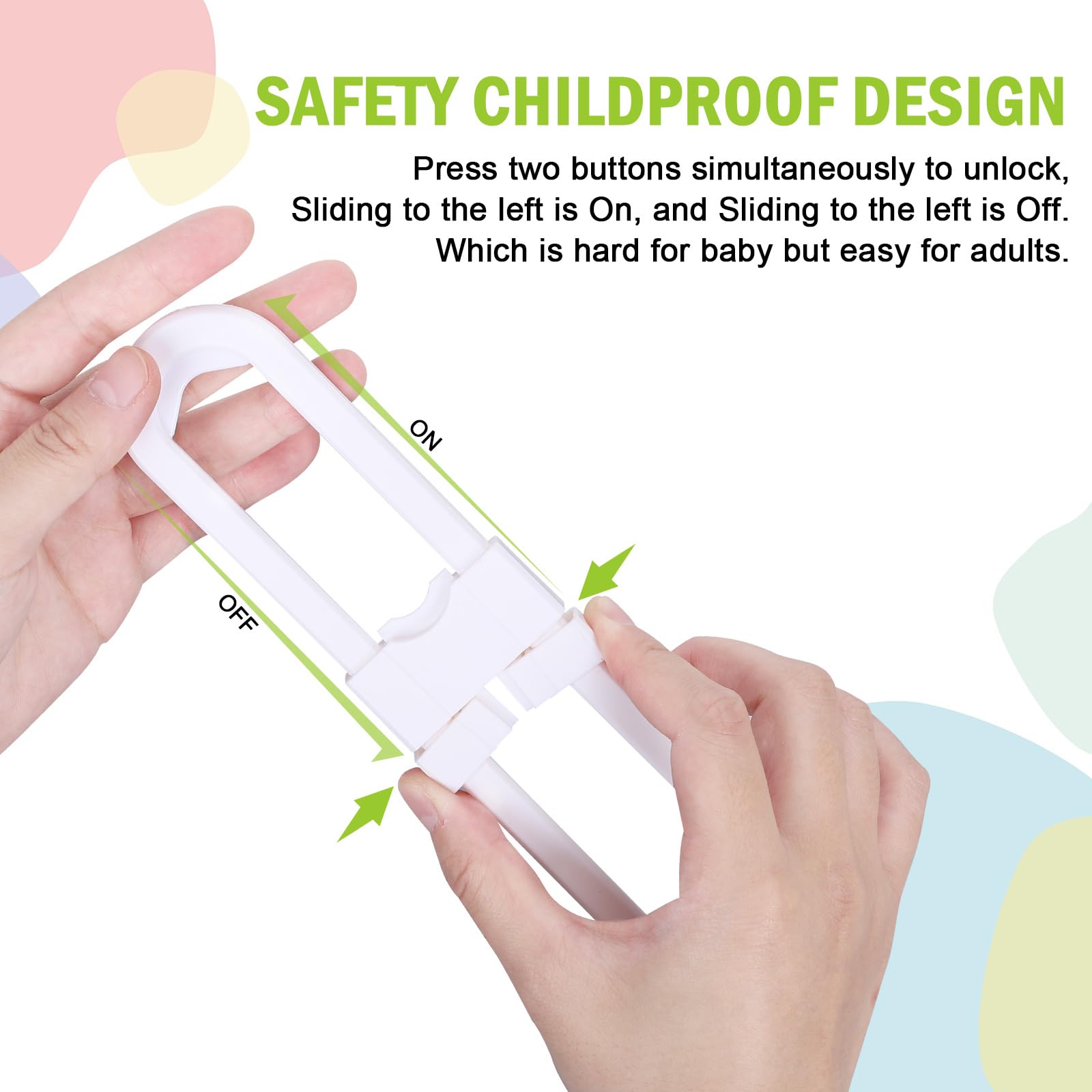 20Pcs Baby Safety Cabinet Locks - Childproof U-Shaped Latches for Sliding Doors, Drawers & Cupboards | Adjustable White Cabinet Locks for Handles & Knobs | Perfect for Baby Proofing Kitchens, Bathrooms & Nursery Furniture