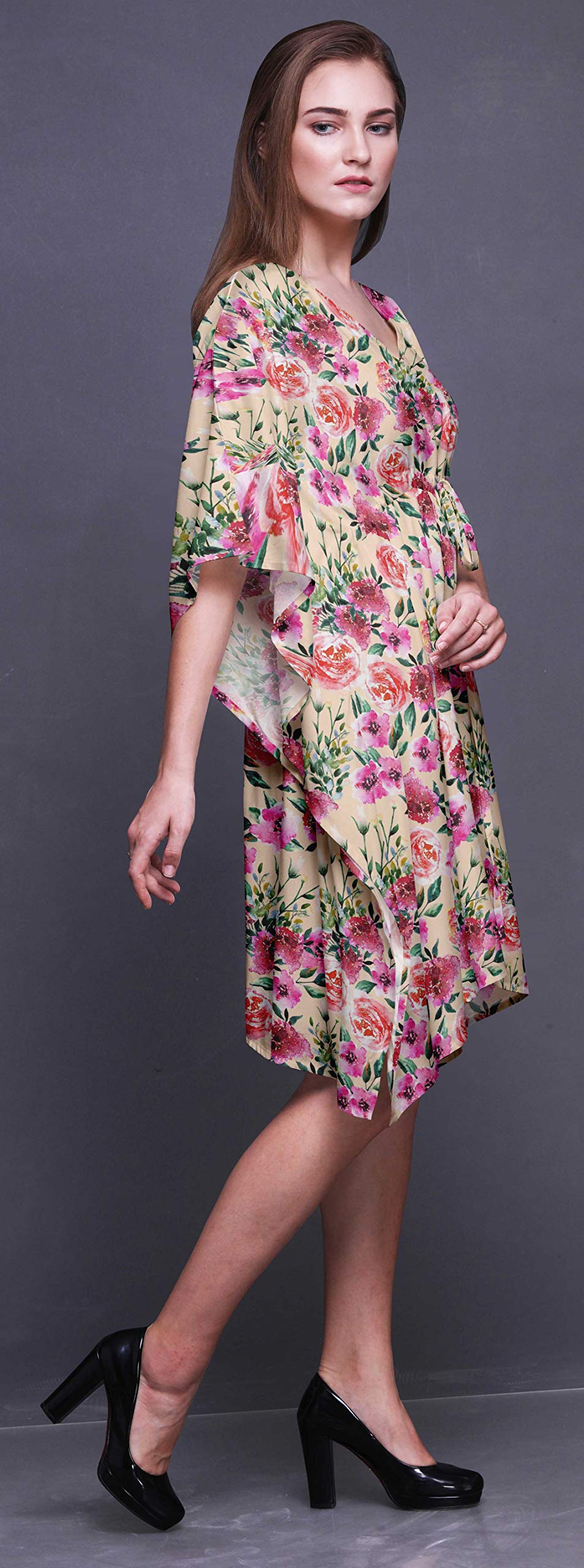 Bimba Women's Short Beach Kaftan - Flowy Bikini Cover Up Dress with Pockets - Perfect for Poolside, Vacation & Summer Outfits