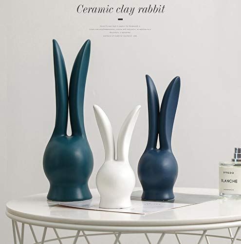 ZAMTAC 3-Piece White Ceramic Easter Bunny Figurines - Handcrafted Porcelain Rabbit Decor for Home, Craft Room & Easter Display - Perfect for Spring Decorations, Table Centerpieces & Gift Giving