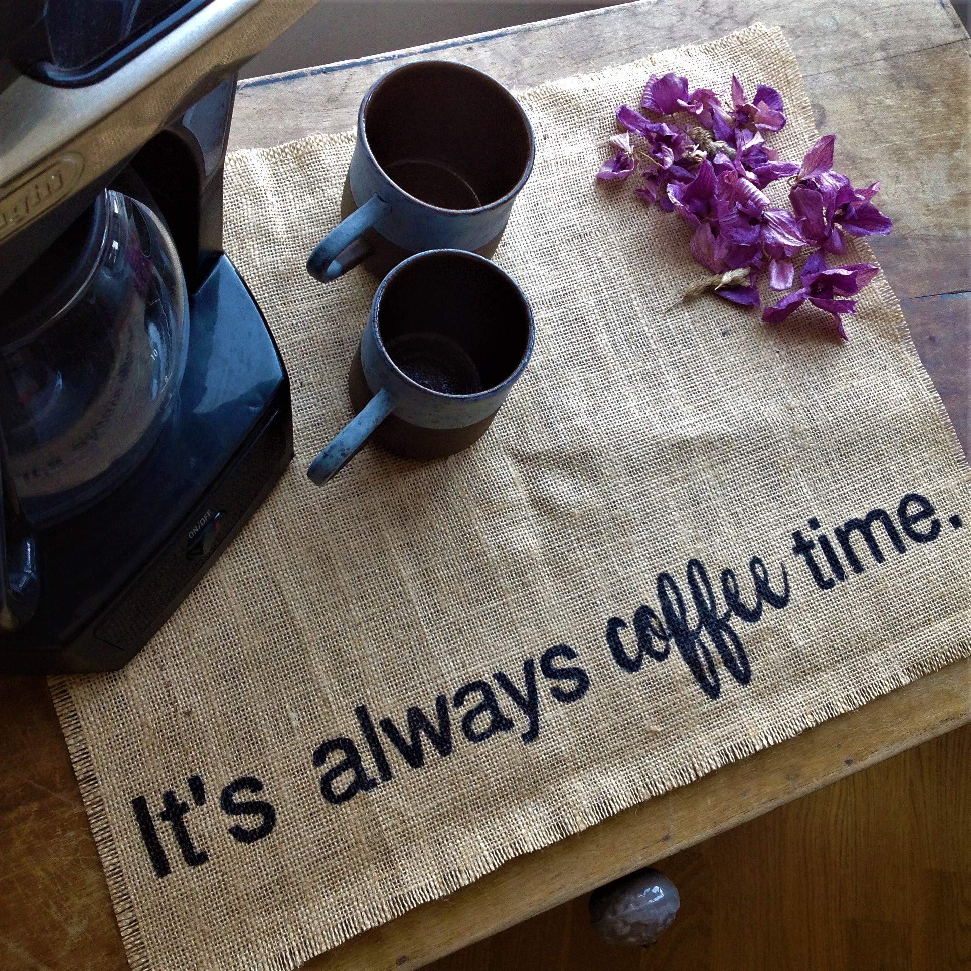 Rustic Burlap Coffee Mat for Keurig - Farmhouse Decor for Coffee Station & Gifts