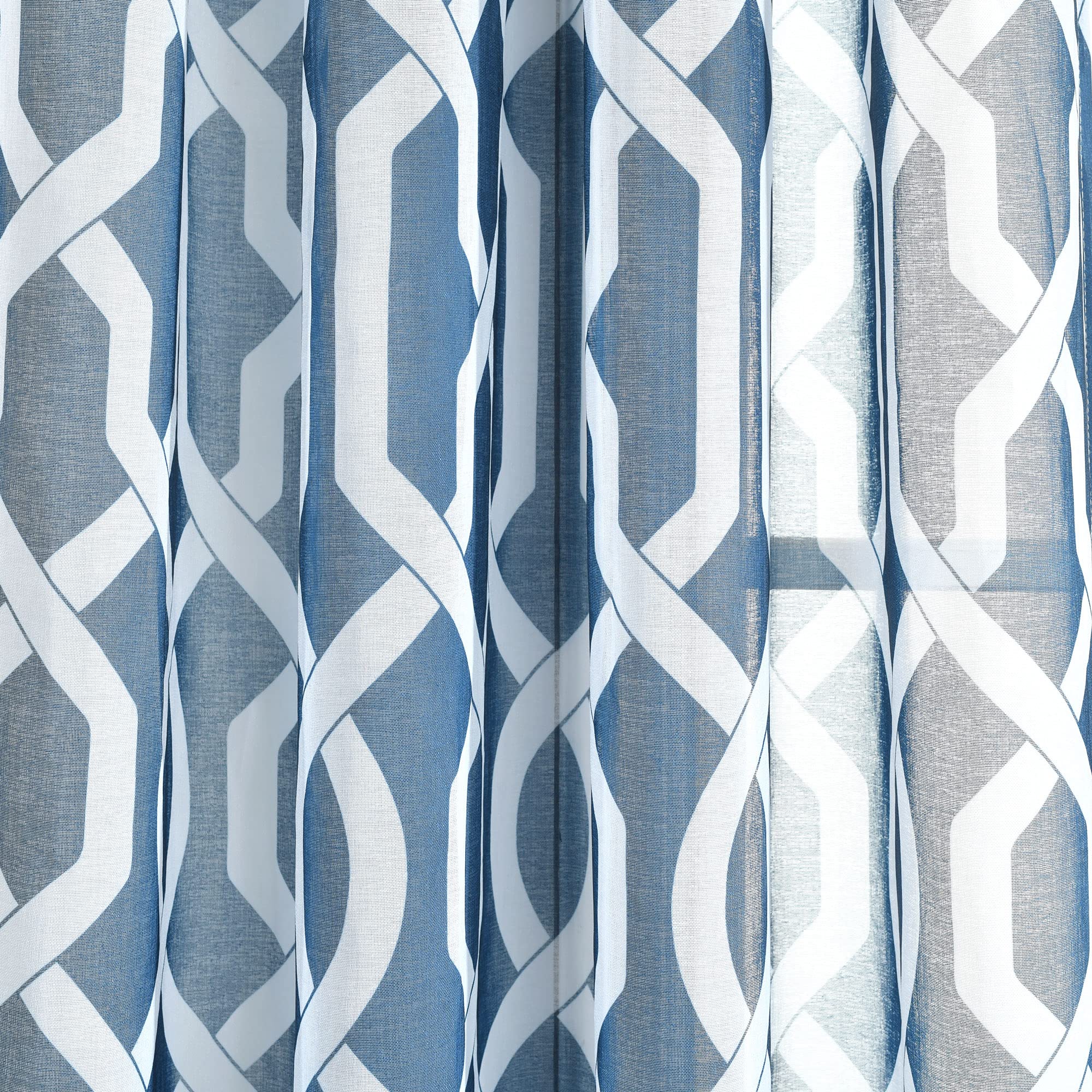 Lush Decor Edward Trellis Sheer Curtains for Living Room, Dining Room, Bedroom - Navy, 52