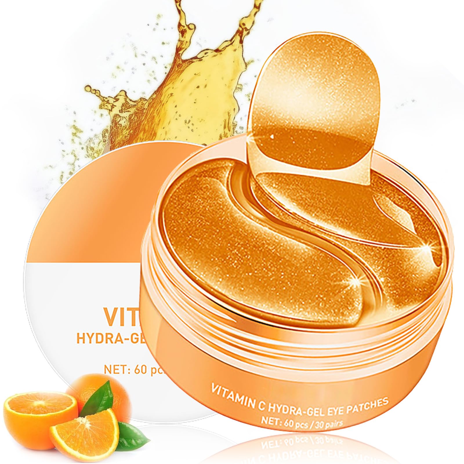60 Pcs Vitamin C & Collagen Eye Pads for Dark Circles, Anti-Wrinkle & Anti-Aging Under Eye Patches - Reduce Puffiness & Eye Bags with Cooling Gel for Women - Perfect for Night Routine, Travel & Spa Days