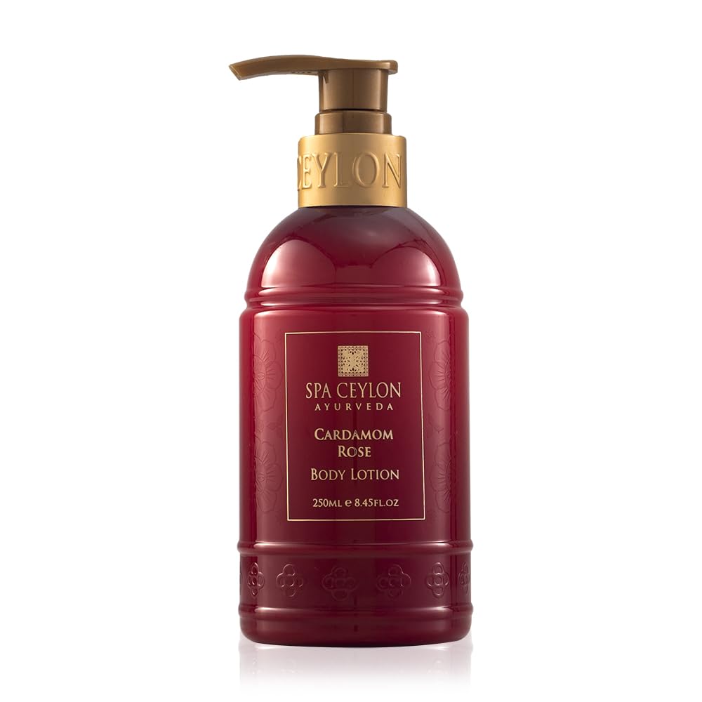 SPA CEYLON Cardamom Rose Hand & Body Lotion - Moisturizing Cream with Coconut Oil, Almond Oil & Himalayan Rose for Dry Skin | Hydrating, Soothing & Revitalizing Body Care | Vegan, Cruelty-Free & Ethical Skincare | Perfect for Daily Use, After Shower & Before Bed