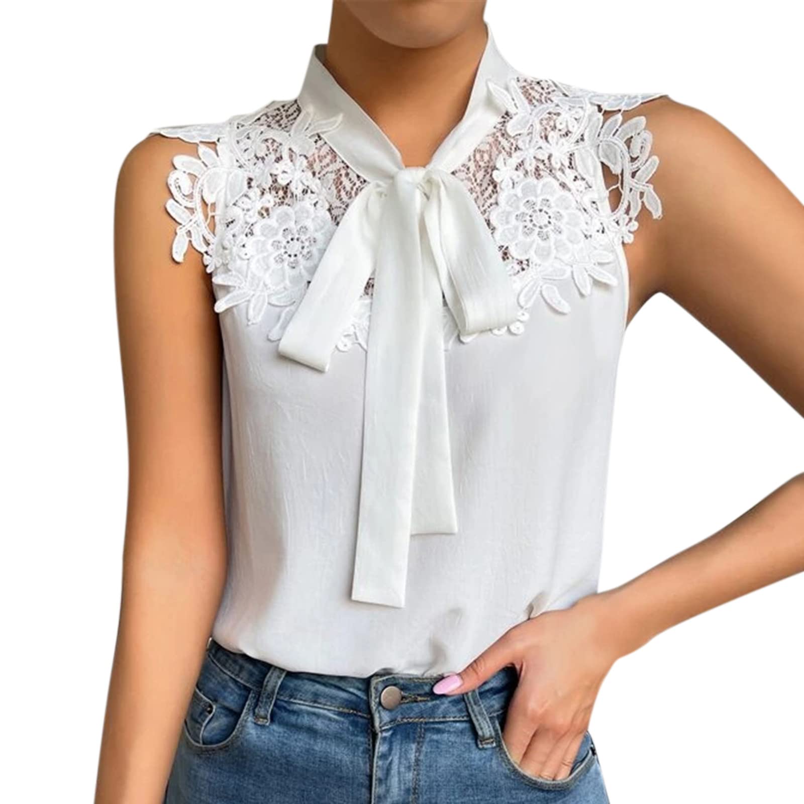 Women's Stand Collar Crochet Lace Long Sleeve Casual Loose Tunic Top - Elegant Boho Blouse for Spring/Summer, Perfect for Office, Date Night & Vacation Outfits
