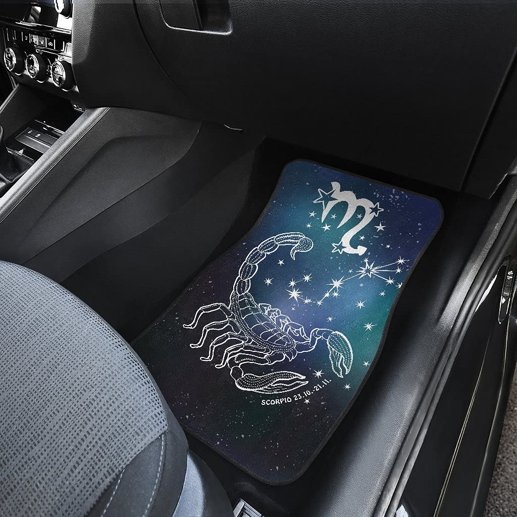 Premium Scorpio Zodiac Sign Car Floor Mats - Non-Slip, Durable 4-Piece Set for Cars, SUVs & Trucks - Perfect Gift for Scorpio Lovers & Astrology Enthusiasts (Home, Office & Travel Use)