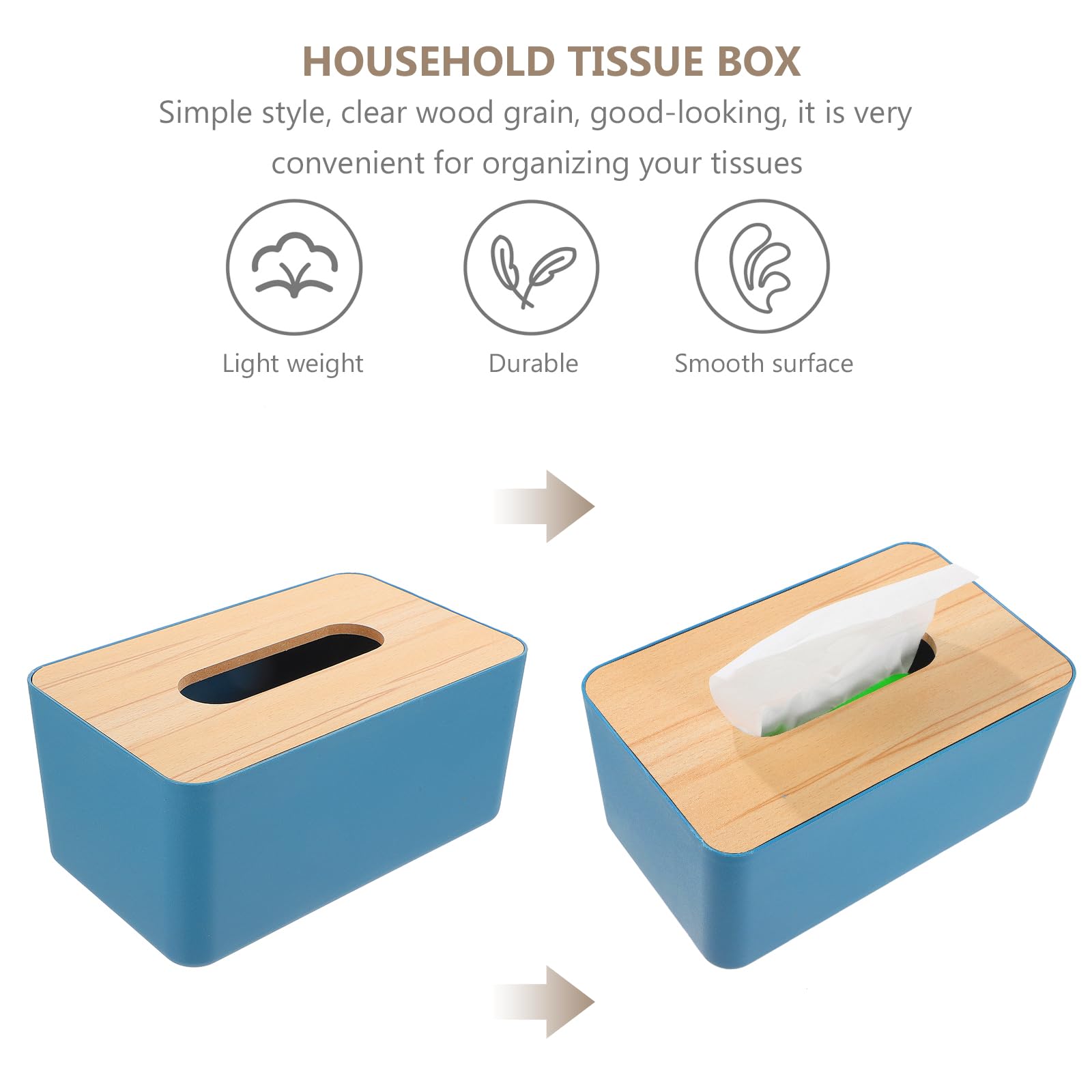 LIFKOME Wooden Lid Paper Storage Box - Organize Office Supplies, Plastic Napkins & Toiletries | Perfect for Home, Office & Bathroom Organization