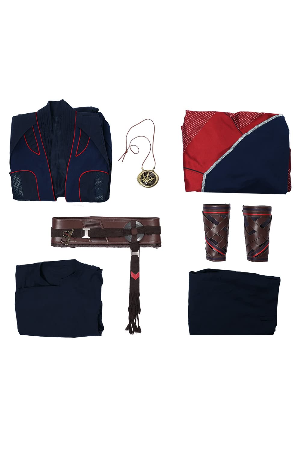 Adult Cosplay Costume Set - Shirt, Pants, Robe & Necklace with Cape Cloak for Halloween, Comic Con & Themed Parties