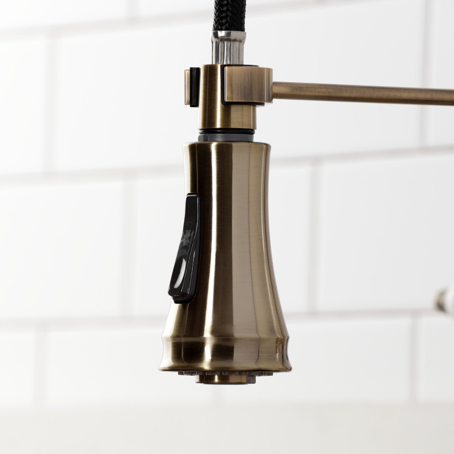 Bel Air GS1273BPL Antique Brass Double Handle 2 Hole Deck Mount Pre Rinse Bridge Kitchen Faucet - Perfect for Commercial Style Kitchens & Restaurant Prep Areas