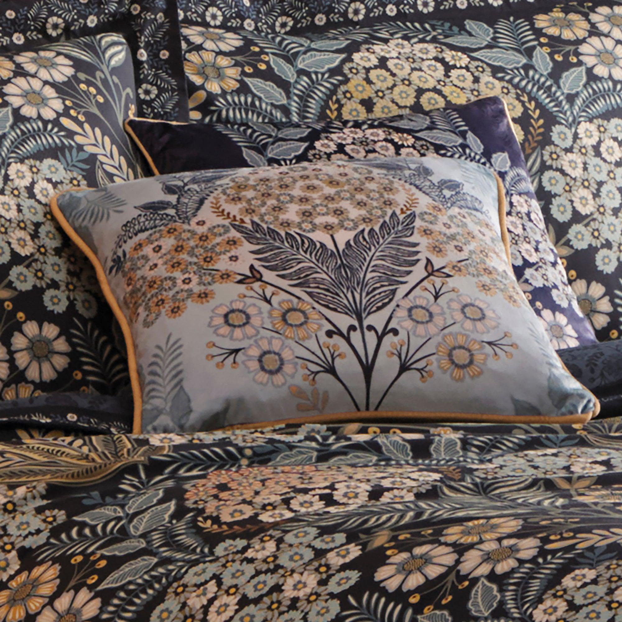Appletree Heritage Evelina Decorative Throw Pillow Cover - Navy Blue Velvet Cushion for Sofa, Bed & Home Decor | Luxury Living Room Accent Pillow