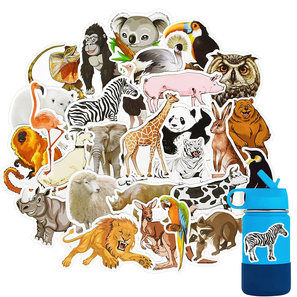 Cute Farm Animal Stickers 50Pcs - Waterproof for Kids, Water Bottles & Laptops - Zoo Theme Decor