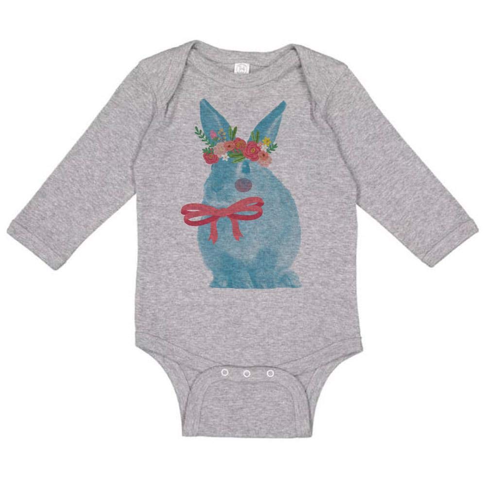 TATY Kids Bunny with Flower Crown Easter Long Sleeve Baby Onesie - Soft Infant Bodysuit for Boys & Girls - Perfect for Easter Photos, Spring Outfits & Holiday Celebrations