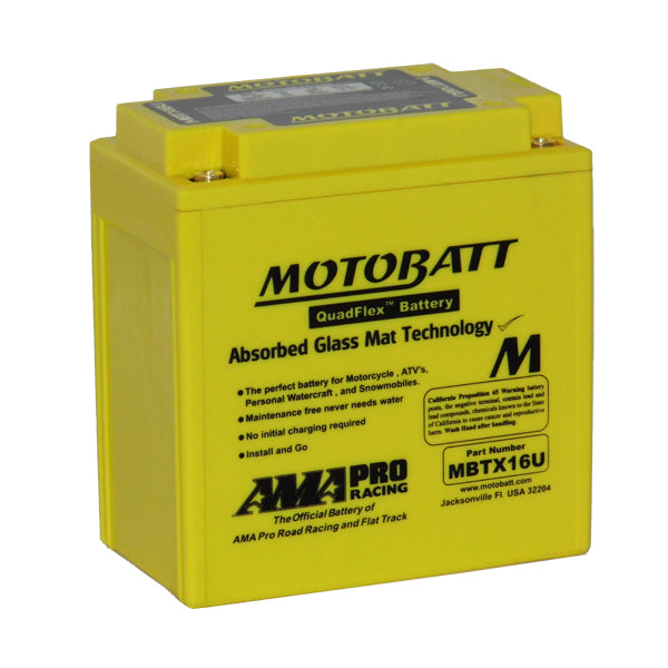 Motobatt MBTX16U 12V 19Ah Motorcycle Battery - High-Performance Power for Harley, Honda, Kawasaki & More - Perfect for Cruisers, Touring Bikes & Off-Road Adventures