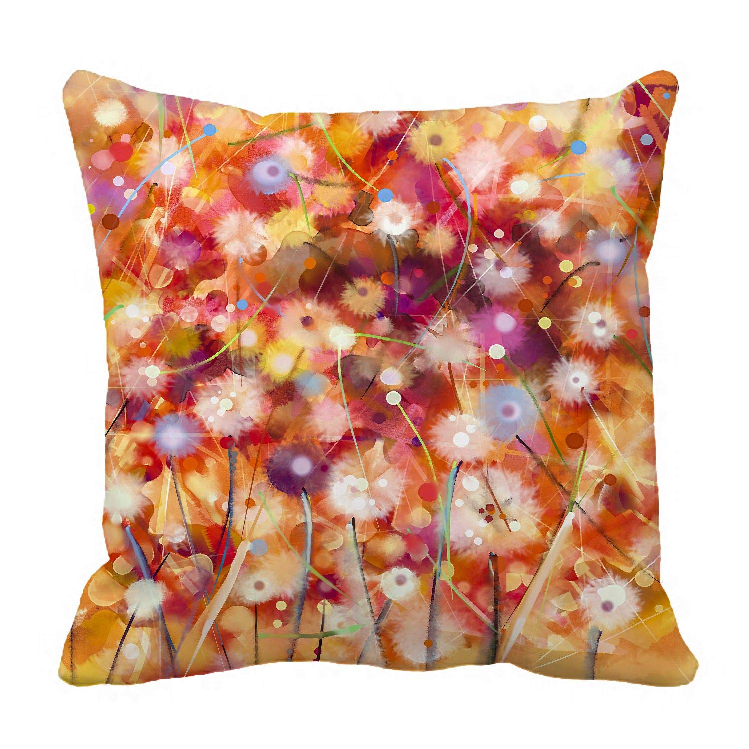 ABPHQTO Floral Pillow Cover - 20x20 Inch Spring Flower Pillowcase with White, Yellow, Red & Brown Design for Couch & Bed | Two-Sided Decorative Pillow Protector for Living Room & Bedroom Decor