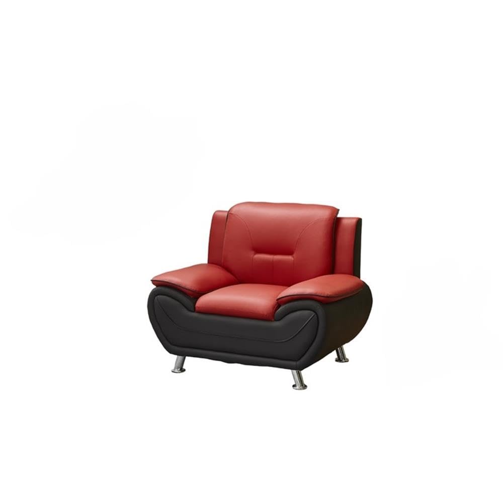 Montac Modern Living Room Chair - Black/Red Accent Upholstered Armchair for Home Office, Lounge & Reading Nook - Comfortable Seating Furniture for Small Spaces