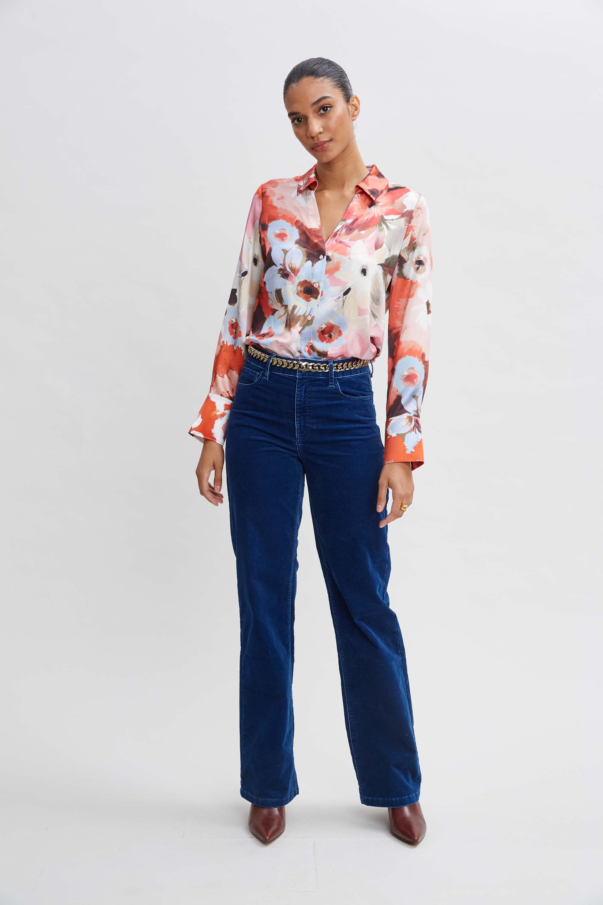 Silk Satin Wintergarden Shirt for Women - Elegant Long Sleeve Blouse for Office, Party & Formal Occasions