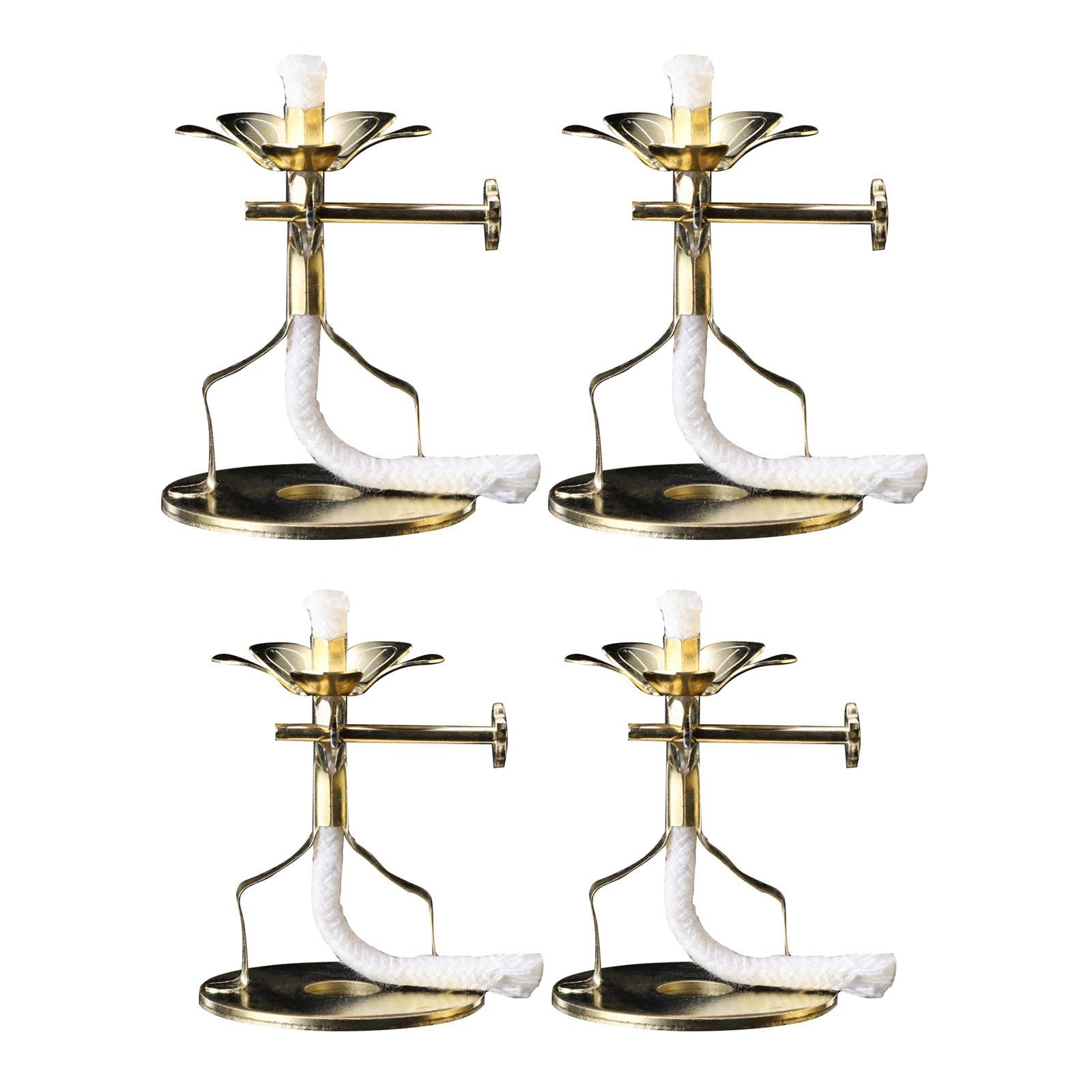 THE STYLE SUTRA® 2X Golden Butter Lamp Wick Holders - 7x4cm Wick Lamp Stand for Buddha Altar, Yoga Meditation & Wedding Decor | Spiritual Home Decor for Puja, Temple & Relaxation Spaces