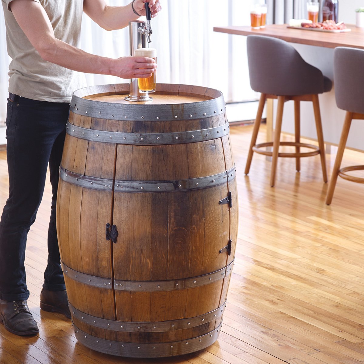 Eco-Friendly Recycled Wine Barrel Kegerator - 327 66 87 - Perfect for Home Bars, Man Caves & Outdoor Entertaining