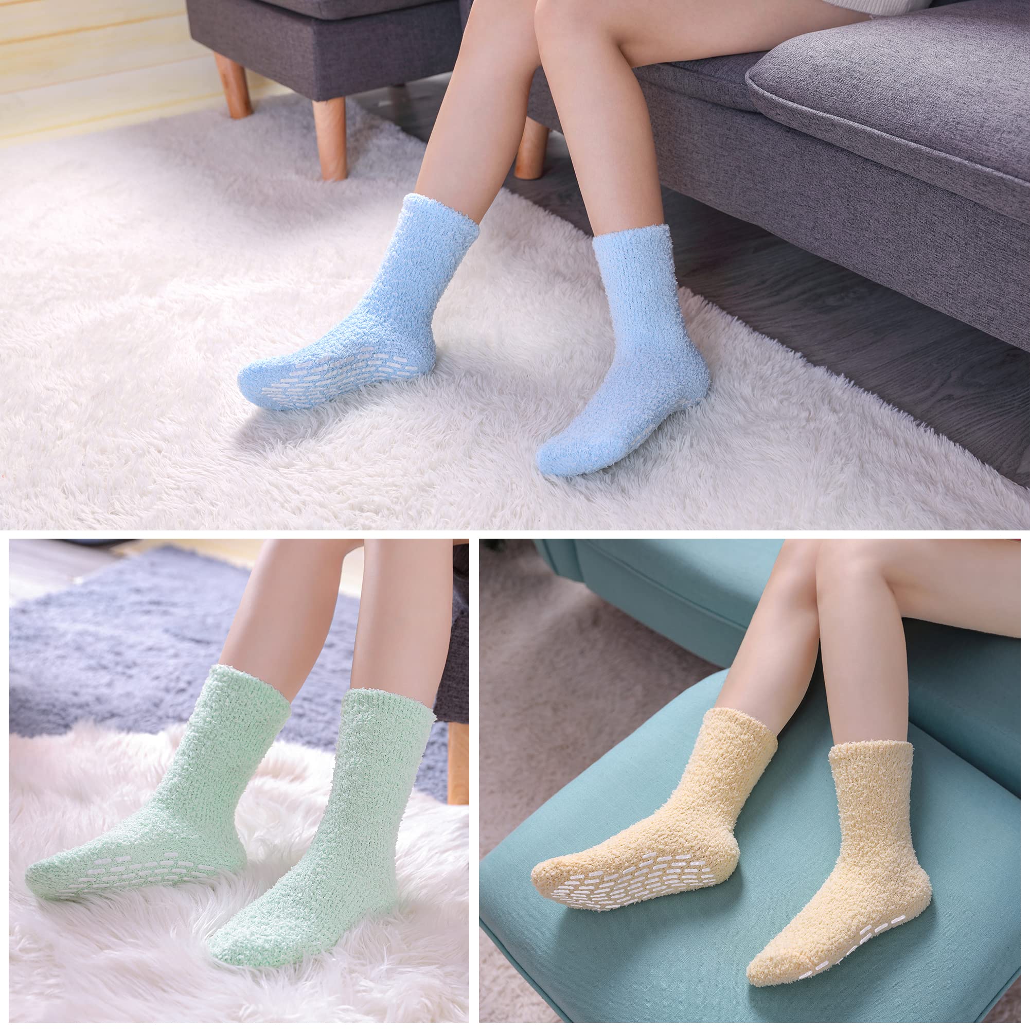 MQELONG Women's Cozy Non-Slip Slipper Socks - Soft Fluffy Fuzzy Warm Hospital Socks with Grips for Indoor, Home & Winter Comfort