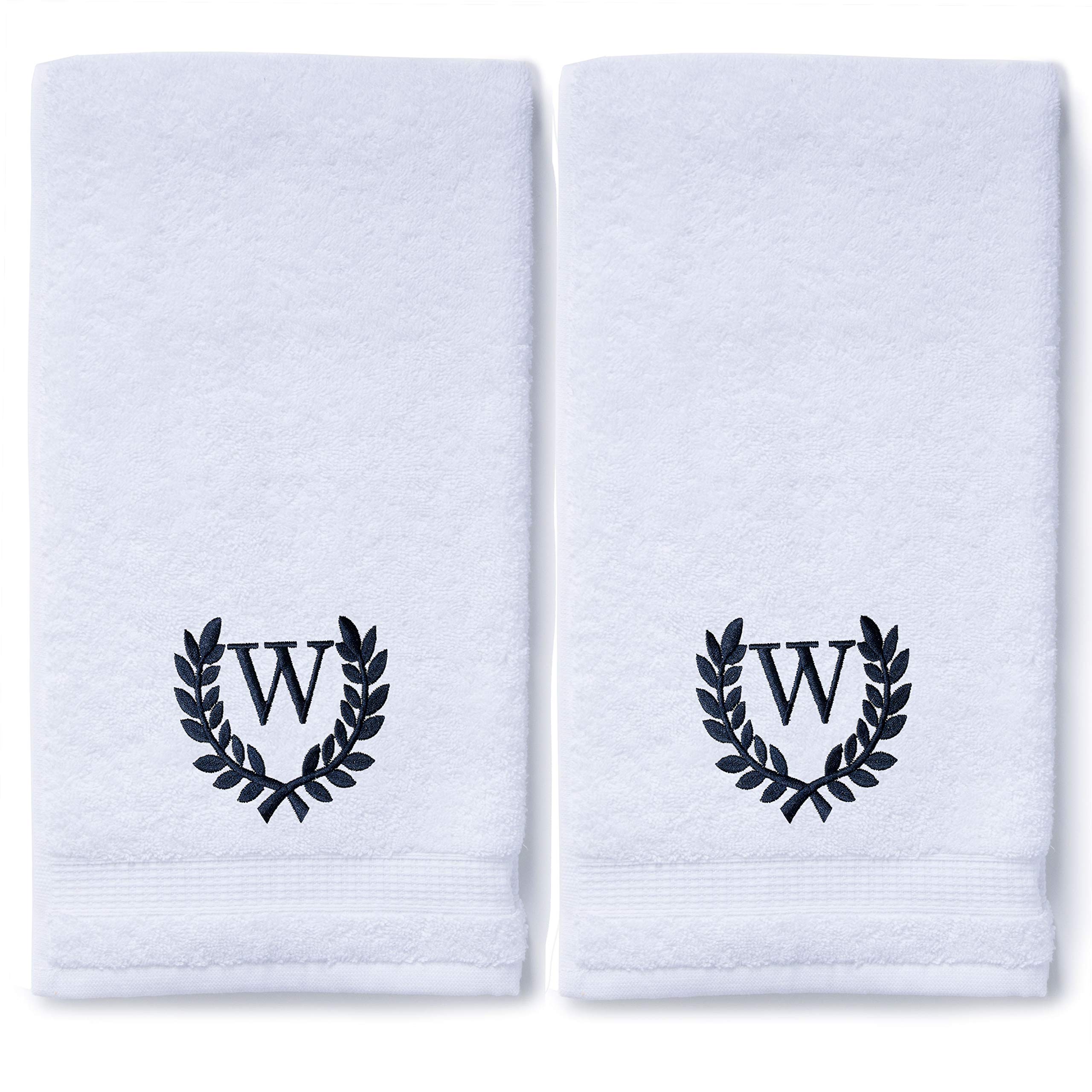 Personalized Monogrammed Hand Towels Set of 2 - Luxury Turkish Cotton Bath & Kitchen Towels 16x30 Inch | Custom Wedding Bridal Gift, Spa & Makeup Essentials | Perfect for Guest Bathrooms, Bridal Showers & Luxury Home Decor