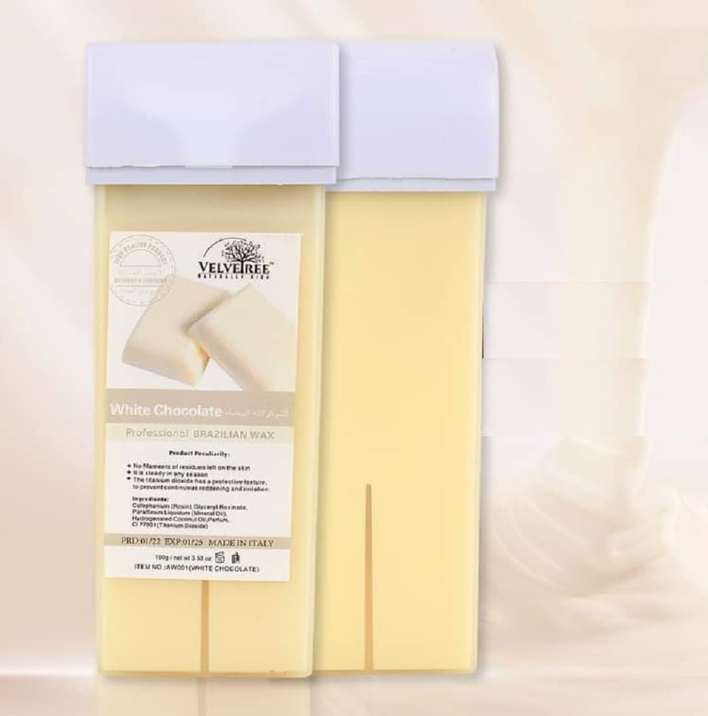 Velvetree White Chocolate Roll-On Wax Refill Kit - Hair Removal Wax for Full Body, Legs, Bikini & Face - Smooth Skin for Women - Perfect for Home Waxing & Salon Use