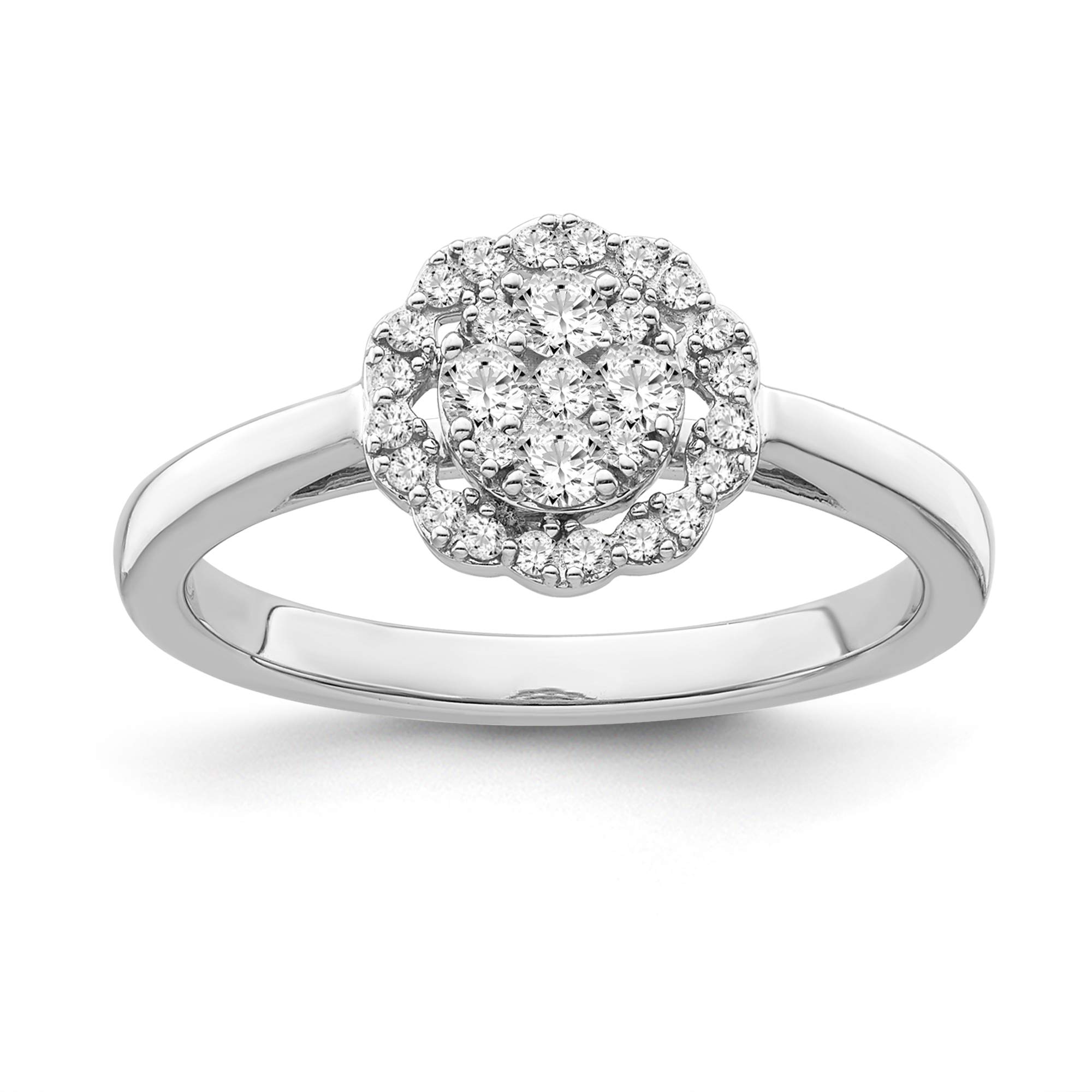10K White Gold Diamond Cluster Ring for Women - 1/4 Carat Total Weight (I-J Color, I2-I3 Clarity) | Elegant Wedding, Engagement & Anniversary Jewelry Gift