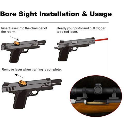 **Laser Bore Sight for .45 ACP - Red Dot Boresighter for Hunting & Shooting - Includes 4 Batteries (2 Sets) - Perfect for Rifle & Pistol Zeroing & Target Practice**