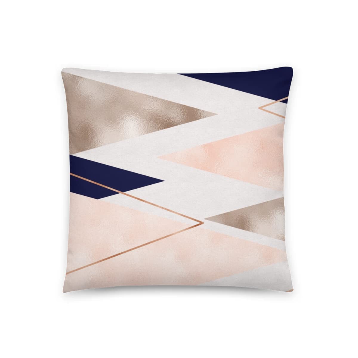 Decorative Throw Pillows - Rose Gold & Navy Blue French Geometric Square Cushion Covers for Sofa, Bed & Outdoor Decor | Soft Accent Pillows for Living Room, Bedroom & Patio