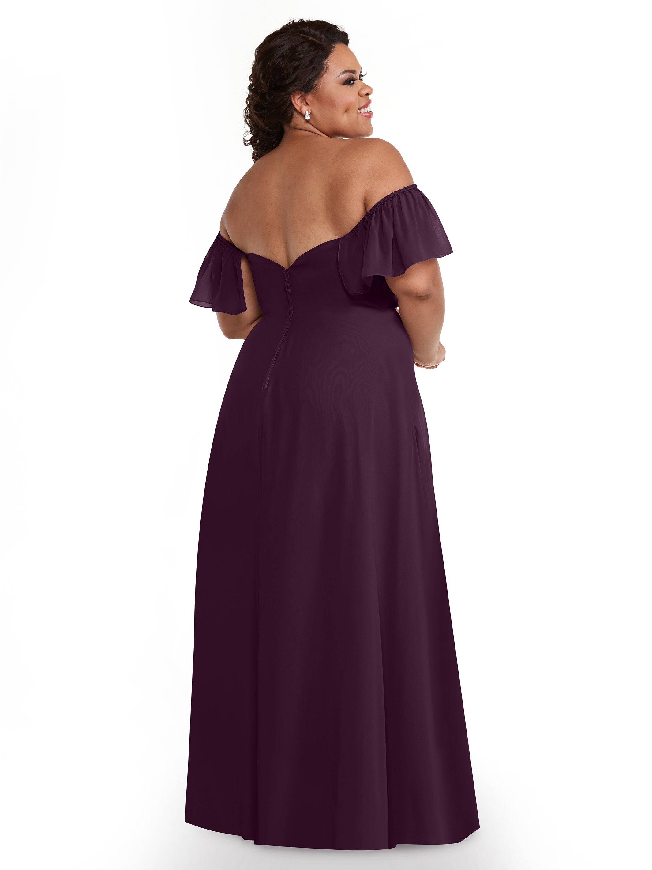 Elegant A-Line Off-The-Shoulder Chiffon Bridesmaid Dress with Pockets - Perfect for Weddings, Formal Events & Special Occasions