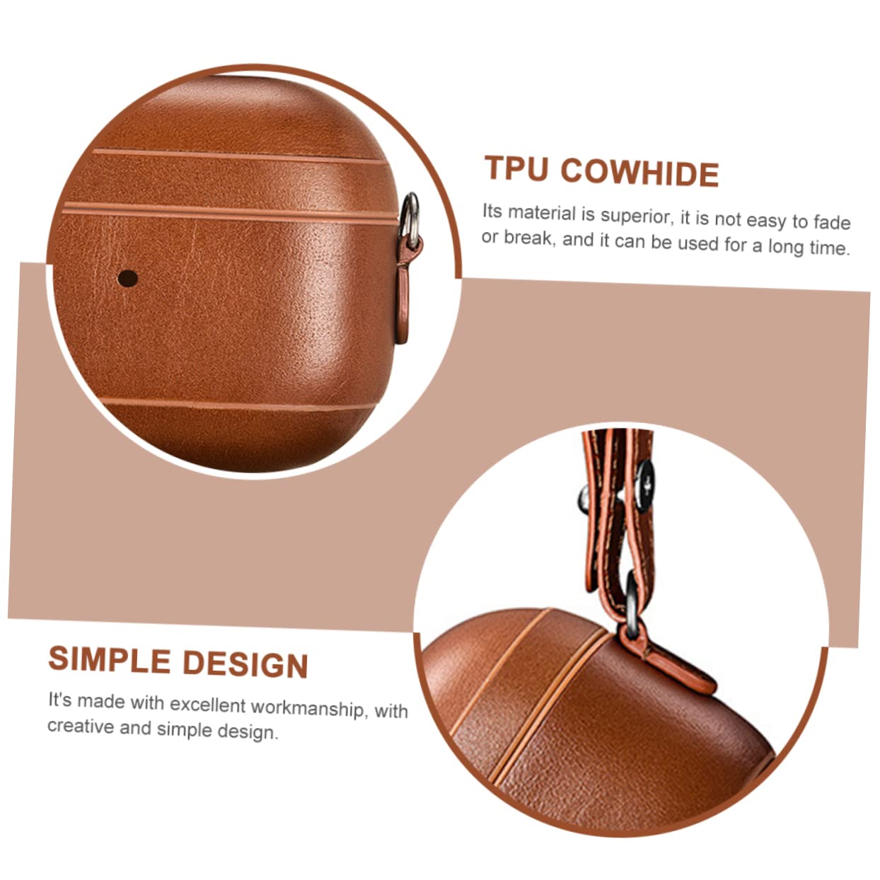 Artibetter Genuine Leather Earphone Case - Protective Pouch for AirPods & Wireless Earbuds - Portable Carrying Case with Premium Brown Leather - Perfect for Travel, Gym & Daily Use