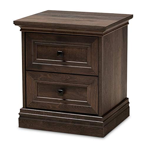 BOWERY HILL Transitional 2-Drawer Wood Nightstand in Walnut Brown - Bedside Table for Bedroom, Living Room & Office - Perfect for Storage & Decor